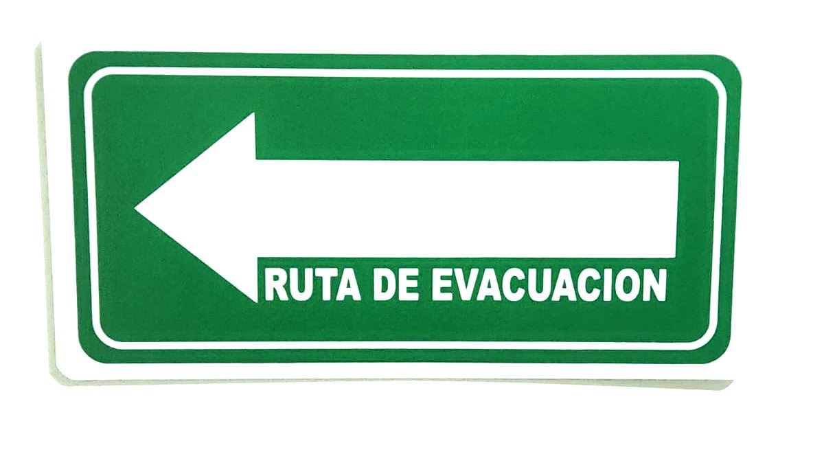 LETRERO RUTA EVACUACION FLECHA IZQUIERDA