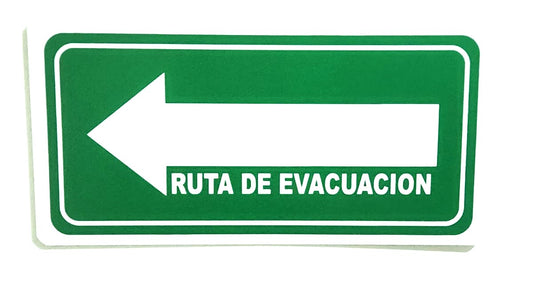 LETRERO RUTA EVACUACION FLECHA IZQUIERDA
